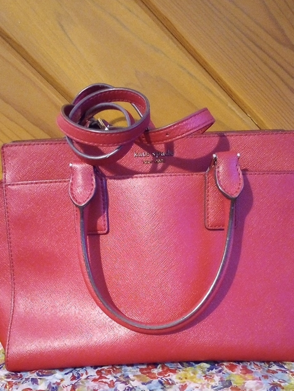 kate Spade Reddish Maroon structured satchel bag